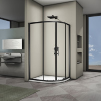 Душевой угол Veconi Rovigo RV-08B, 1000x800x1900, черный, стекло прозрачное