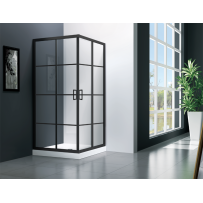 Душевой угол Veconi Rovigo RV-09,900x900x1950, черный, стекло прозрачное