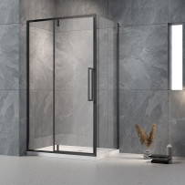 Душевой угол Veconi Rovigo RV-034B, 1200х700х1950 черный, стекло прозрачное