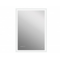 Зеркало для ванной LED 080 ДИЗАЙН/DESIGN pro 60x85 с подсветкой часы с антизапотеванием прямоугольное