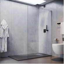 Душевая перегородка Veconi Korato KR-77B, 700x2000, чёрный, стекло прозрачное